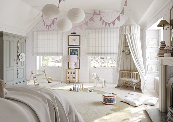 Merrily, Merry Stripy Violet - Twist&Fit Roman Blind - Image 6